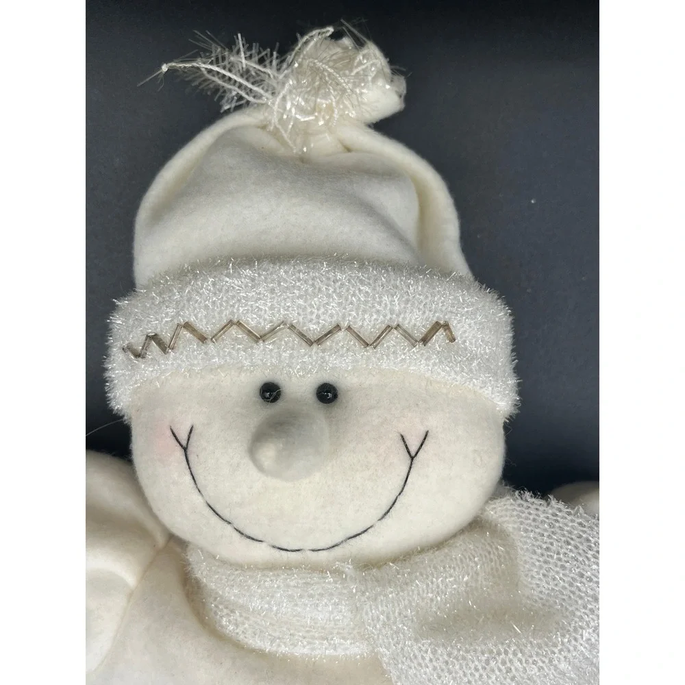 Ganz Winter White Gold Snowman Plush Holiday Decor 17